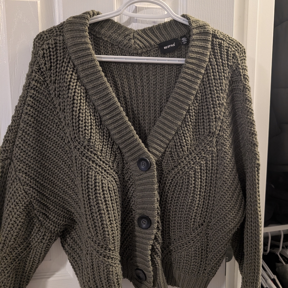 RD Style Olive Green Knit Cardigan